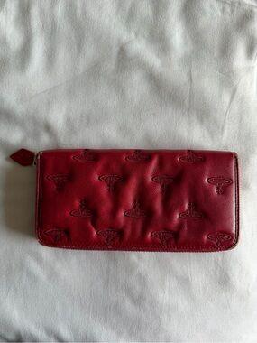 Vivienne Westwood Red Embossed Orb Zip-Around Wallet